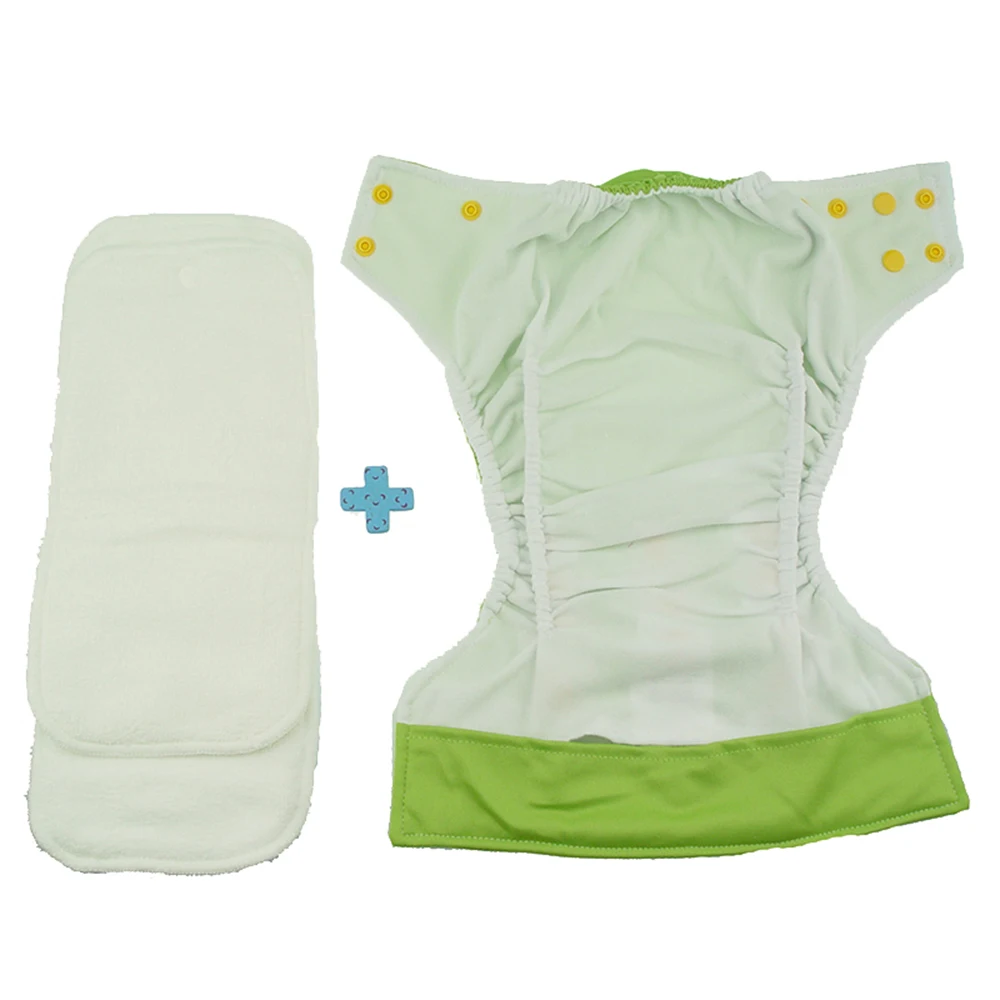 3PCS in 1 set Modern Design Colored Snaps Cloth Diaper Baby Washable Reusable Diapers Nappies Cover with 2PC 4 Layer Inserts | Мать и