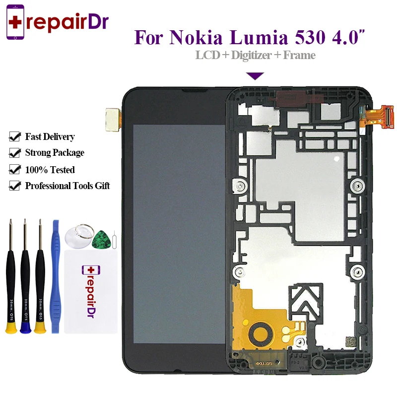 5 шт. для Nokia Lumia 530 RM-1018 ЖК-дисплей + сенсорный экран дигитайзер в сборе рамка