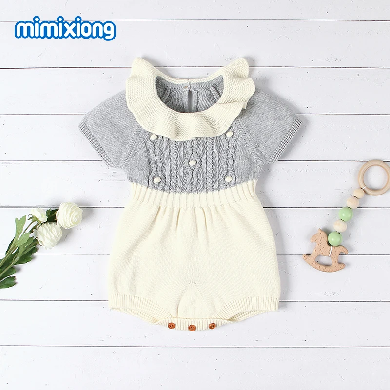 Комбинезоны для маленьких девочек короткий рукав для новорожденных Bebes Onesie топы Модные Детские вязаные комбинезоны для малышей Детская одежда комбинезоны для новорожденных