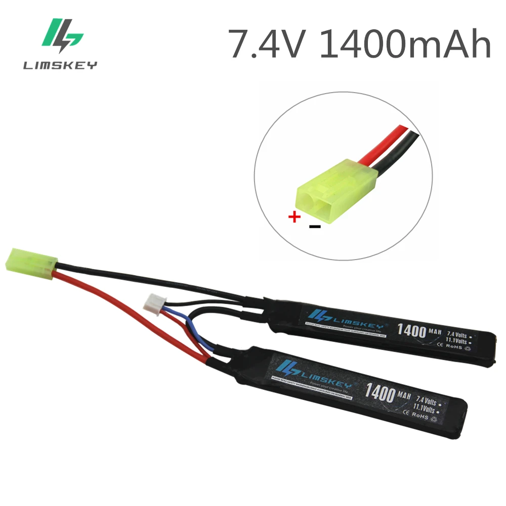

Limskey Lipo 2S Battery 7.4V 1400mAh 30C MAX 60 W Mini Tamiya Plug Airsoft Gun Model For Remote Control Toys BB Gun