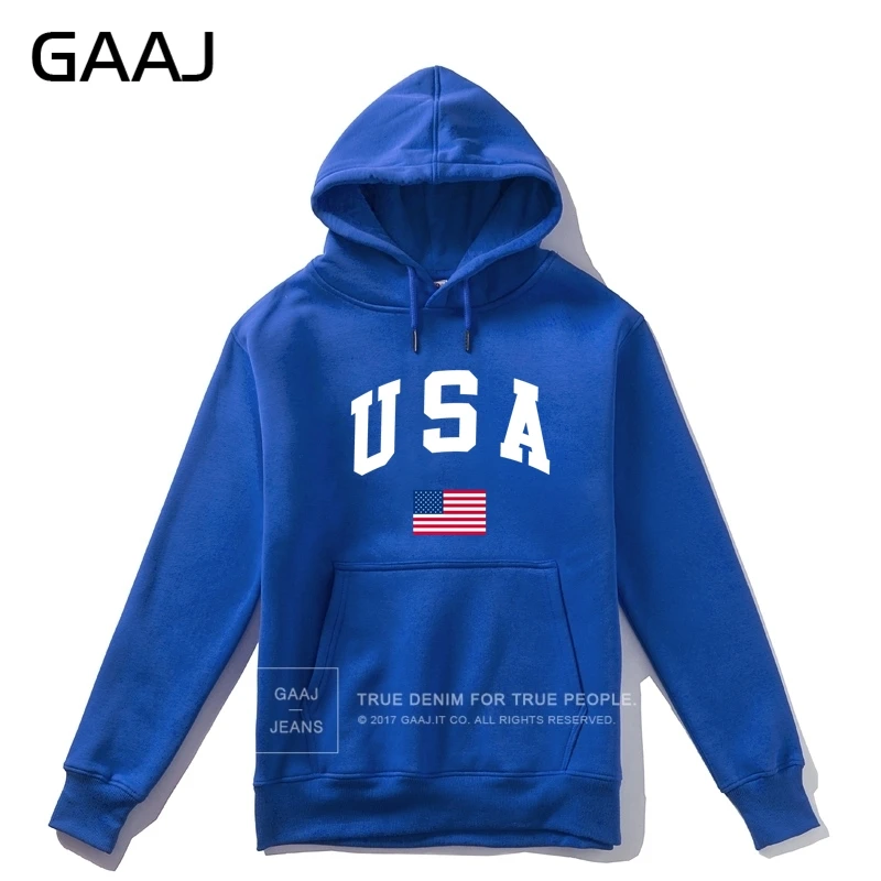 GAAJ, США, американский флаг, мужская толстовка с капюшоном, Женская Повседневная брендовая Новинка, высокое качество, мужские флисовые толстовки, хлопковые пальто - Цвет: Blue