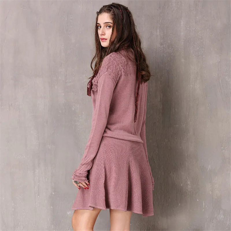 Винтажное трикотажное зимнее платье для женщин новинка 2017 платья из хлопка и