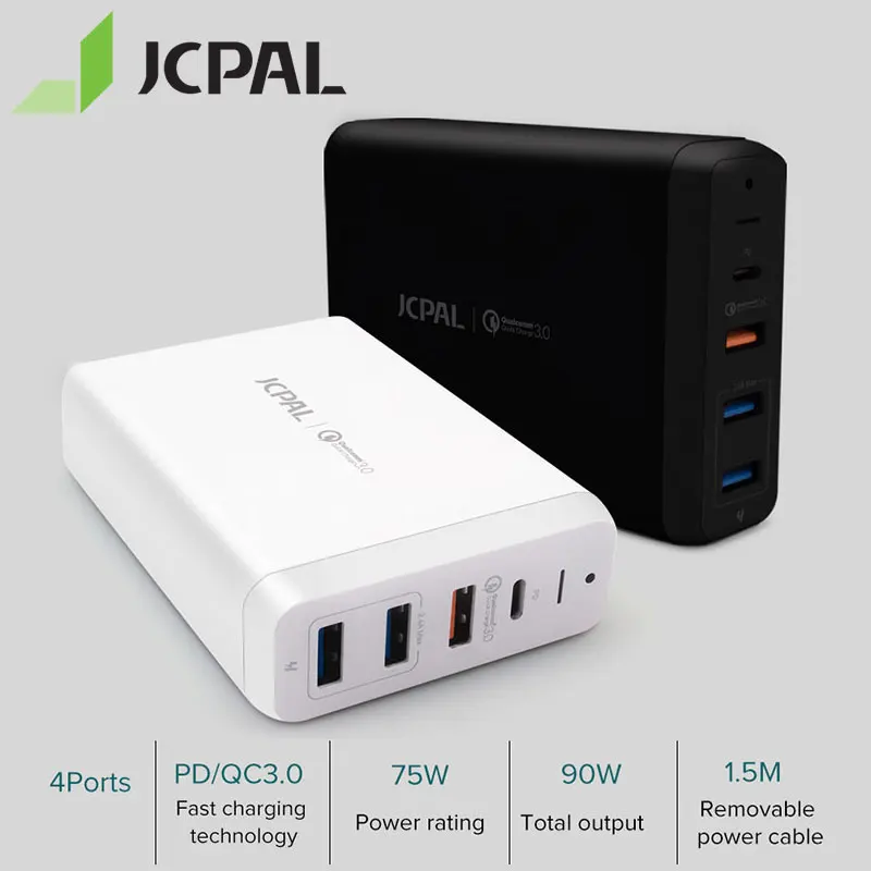 Зарядное устройство JCPAL Type C PD 60 Вт 20 в/3 А настольное зарядное для ноутбука USB