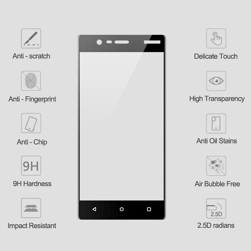 2.5D полное покрытие из закаленного стекла для Nokia 3 защитное стекло на экран