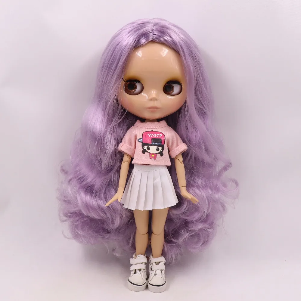 Ледяная кукла DBS Blyth тело из кожи загара блестящее лицо длинные фиолетовые волосы