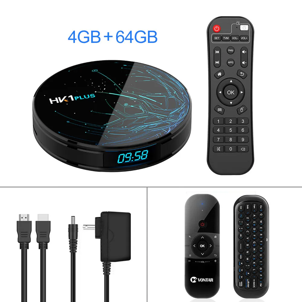 4G64G 057 air mouse HK1 плюс 4 Гб 64 ГБ Android 9,0 4K ТВ коробка Amlogic S905X2 четырехъядерный двойной Wifi BT4.0 USB3.0 H.265 60pfs Netflix Youtube телеприставка - Цвет: 4G64G 057 air mouse