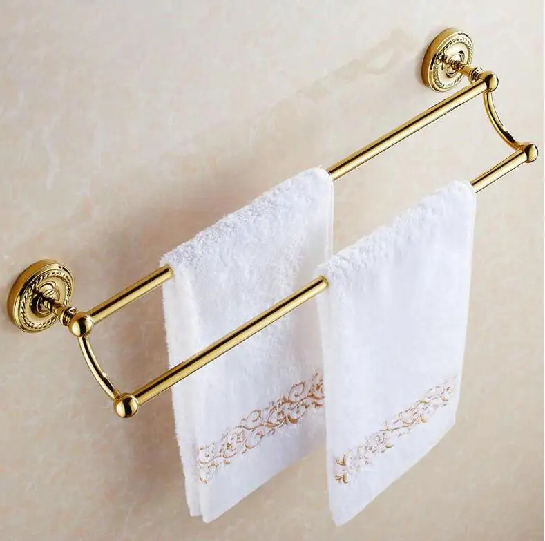 Античная бронзовая/Золотая отделка для туалета латунная двойная вешалка