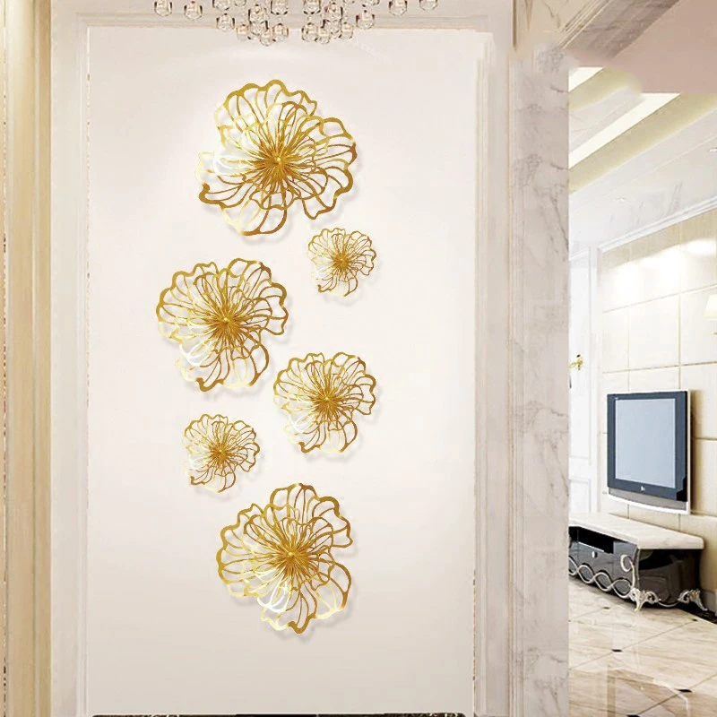 Modern Wrought Iron Flower Wall Decoration Hanging Ornaments Bedroom Livingroom Sofa Background Sticker Mural Crafts | Дом и сад