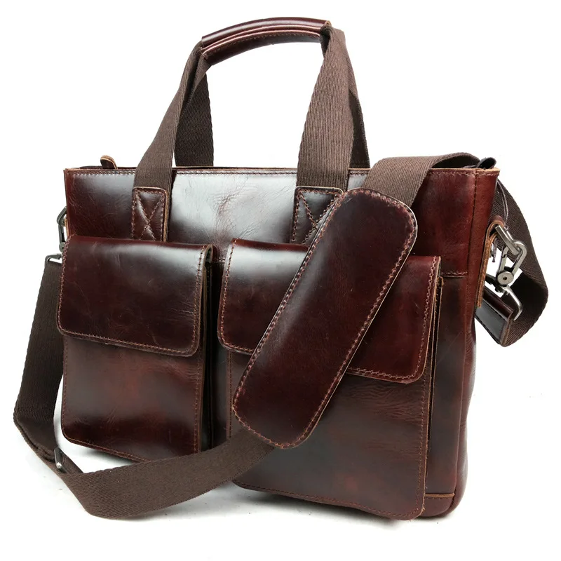 Мужской портфель из натуральной кожи с молнией|messenger bag|laptop messenger bagleather men briefcase |