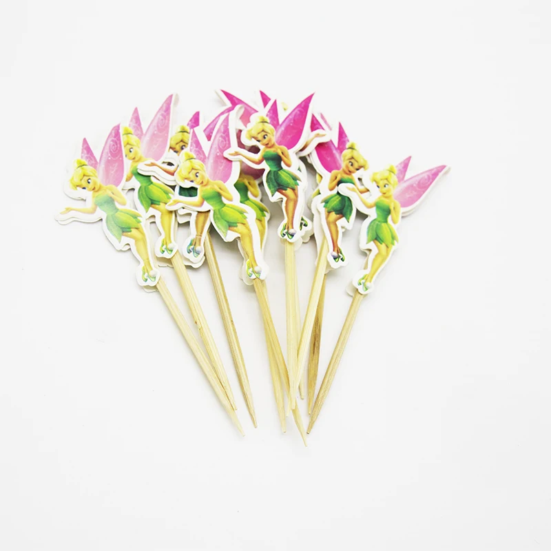 10pcs/lot TinkerBell cupcake topper kids baby shower TinkerBell cupcake picker TinkerBell party supplies