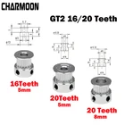 Шкив GT2, запчасти для 3D-принтера, аксессуар GT2, 20 зубьев, 16 зубьев, 16 20 зубьев, отверстие 5 мм8 мм, алюминиевый для открытого ремня ГРМ GT2 6 мм