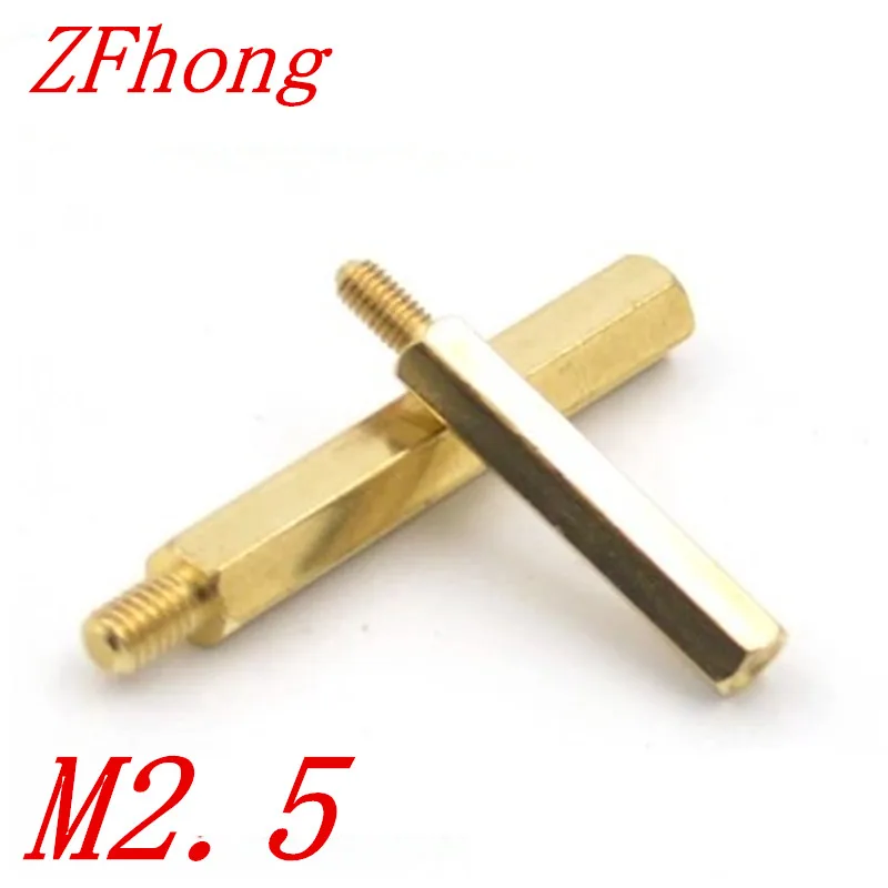 

100pcs m2.5 x 25 Male to Female brass spacer M2.5 x 25+6 Brass Hex Standoff