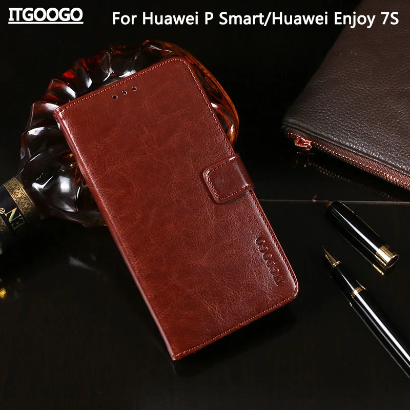 Роскошный кожаный флип чехол для huawei P Smart Case задняя крышка защитный телефона