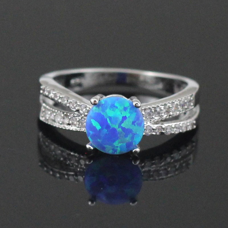 Женские кольца HAIMIS круглые с инкрустацией в виде четырех когтей 8 мм Синий