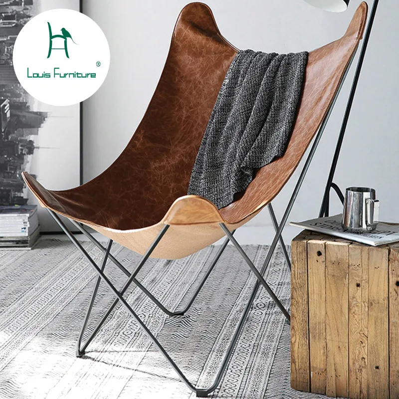 

Louis Fashion Chaise Lounge Nordic Style Creative Home Designer Cowhide Single Butterfly Leisure Chair