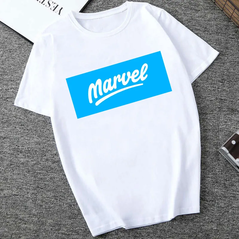 XWT0335 SexeMara Marvel Letter Print t-shirt Fashion Harajuku graphic tees women Casual O Neck Plus size t shirt femme Cool Streetware - Цвет: XWT0335