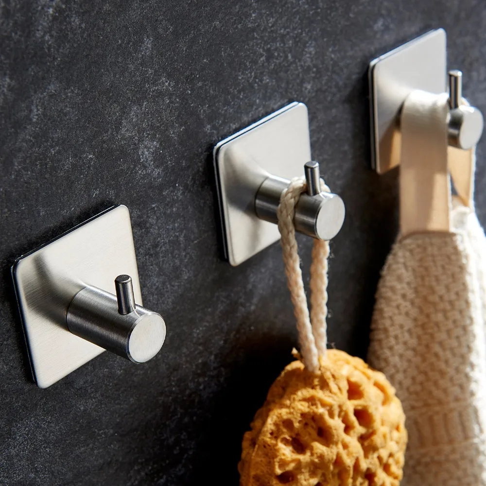 4 упаковки крючок для халата и полотенца самоклеющиеся SUS 304 Нержавеющая сталь Матовый никель ванная комната