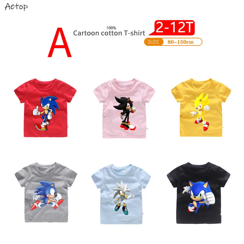 Модная футболка с рисунком Соника для маленьких мальчиков и девочек детские