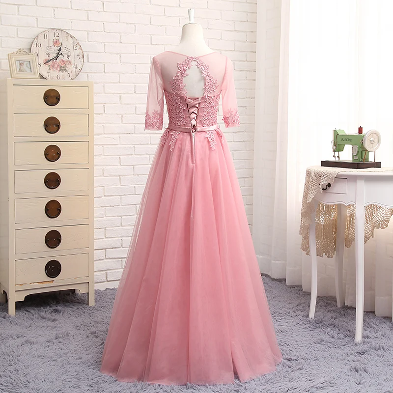 Элегантные пыльно розовые платья для подружек невесты кружевные аппликации с