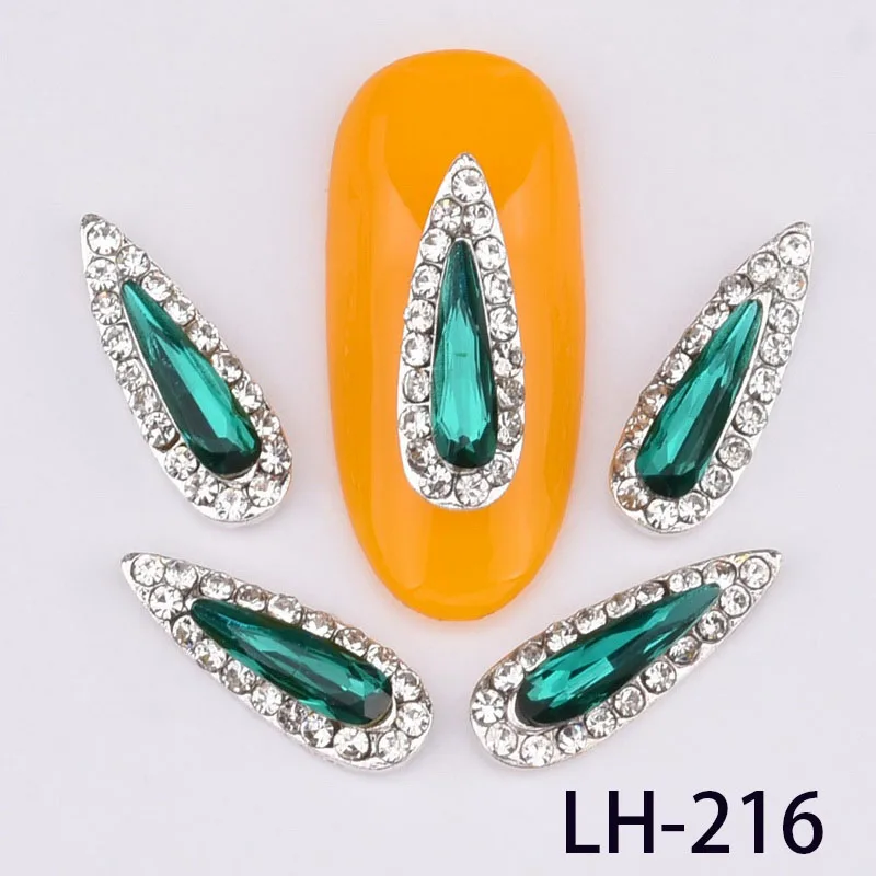 LH-216 10 шт Стразы стеклянный драгоценный камень 3d-украшения для ногтей, сплав капли воды Снежинка крест талисманы, ногти гламурный гвоздь Su LH214-225 - Цвет: LH-216