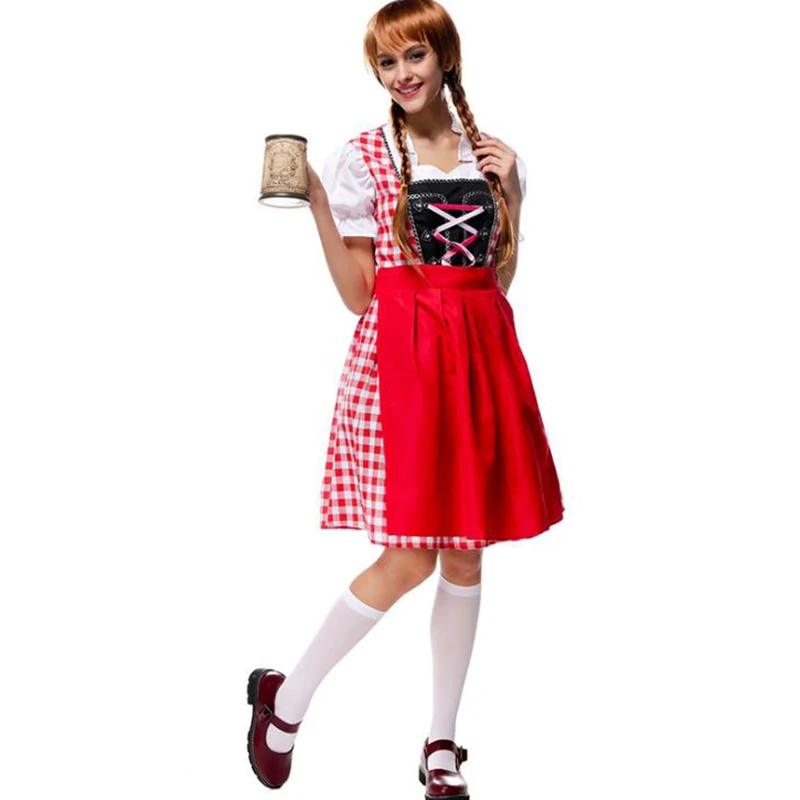 Bavarian этнический традиционный костюм хлопок красный Немецкий Октоберфест