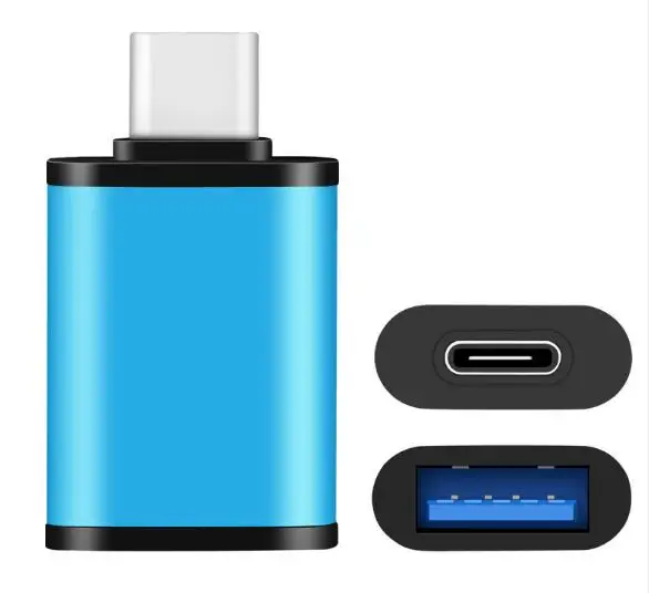 Синий Адаптер USB USB3.0 с разъемом «папа» типа C и «мама» для синхронизации данных OTG для Macbook huawei Matebook samsung S8 S9 S10 Plus - Цвет: Синий