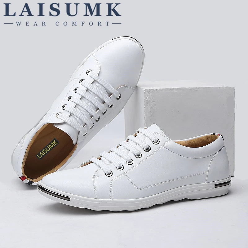 2021 LAISUMK Leather Men Casual Shoes Spring Breathable Soft Driving Men's Handmade Chaussure Homme Net Surface Loafers | Обувь