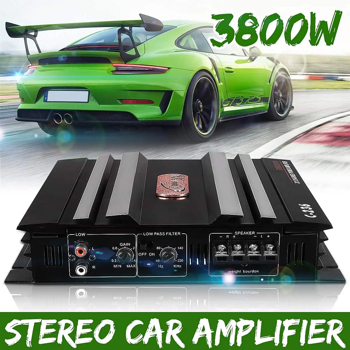 

3800 Watt 2 Channel Powerful Car Audio Amplifier Bass AMP Aluminum 12V DC Amplifiers Subwoofer Car Amplifiers