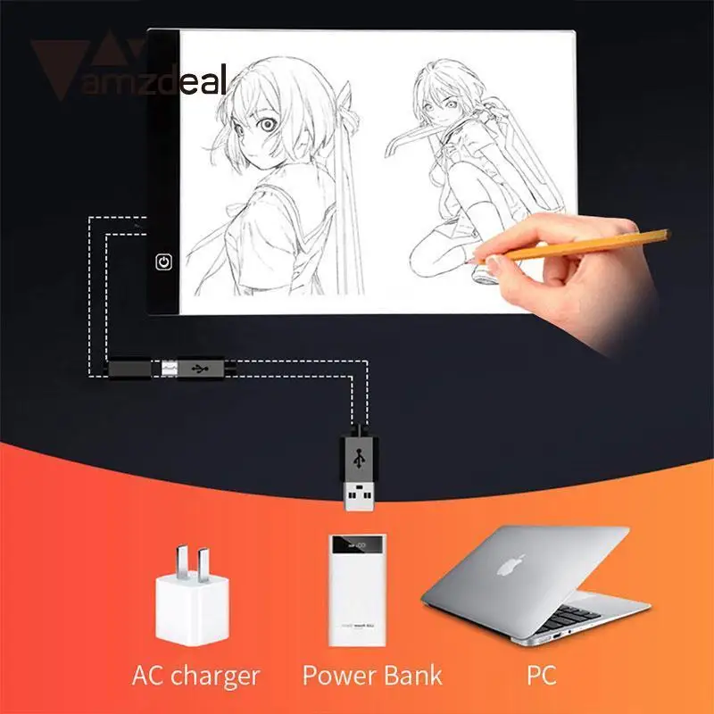 AMZDEAL LED Drawing Pad Light Tracing panel Copy Tablet Animation Electronic Digital+ 1pcs AntiFouling Gloves Two Finger | Компьютеры и