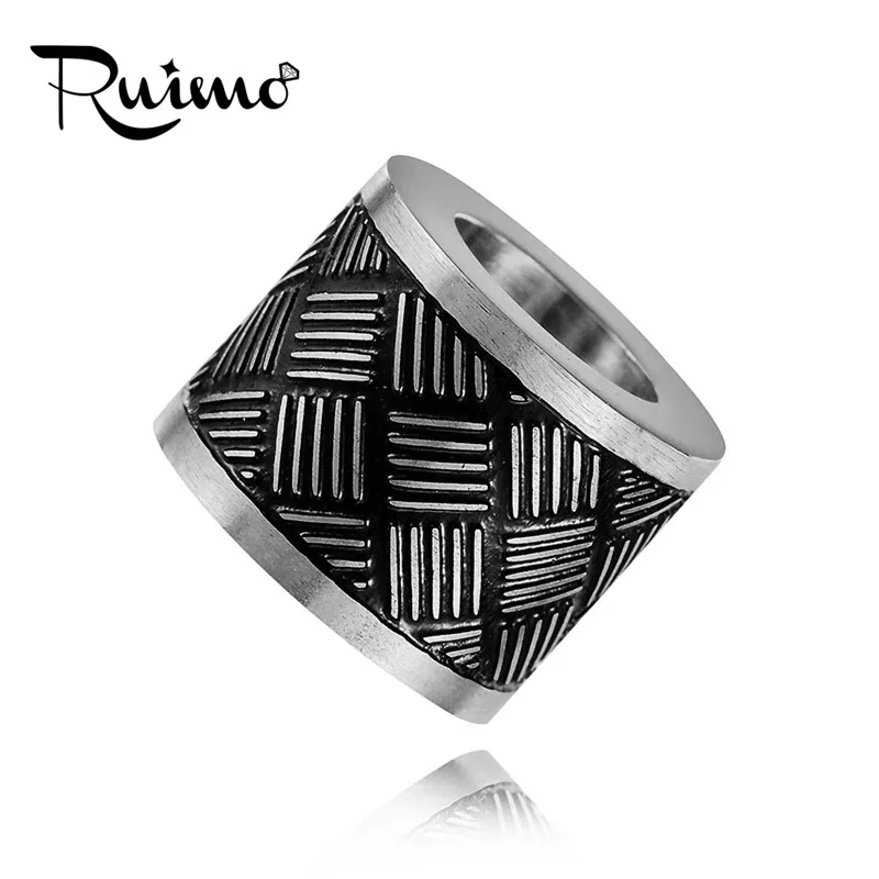 RUIMO 5 шт. Нержавеющая сталь раздельные бусины, установка круглого кожаного ремешка, 6 мм/8 мм Металлические с большими отверстиями покрытие Цвет бусины для изготовления ювелирных изделий - Цвет: Steel Color