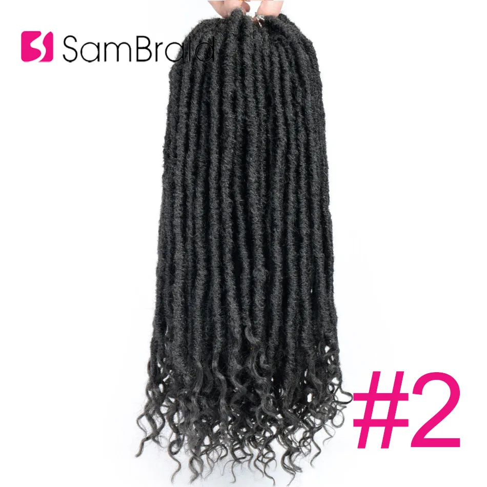 SAMBRAID Goddess Faux locs CURLY, вязанные крючком косички, накладные волосы, синтетические плетеные волосы, мягкие искусственные замки, 24 корня/18 дюймов, упаковка - Цвет: #2