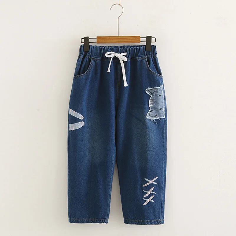 Брюки женские свободные в японском стиле милые ковбойские штаны до щиколотки