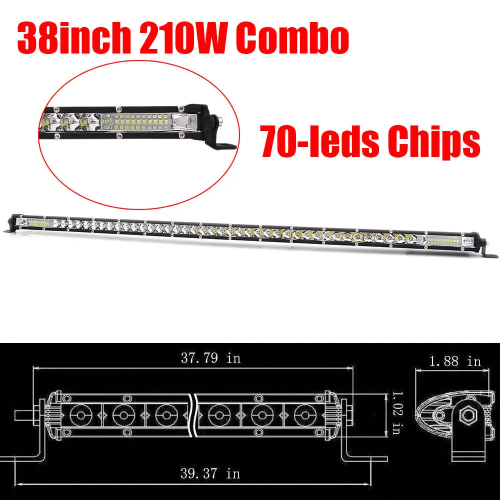 38inch combo beam Ультра тонкий светодиодный светильник Однорядный " 13" 2" 25" 3" 38" 4" 50" 30 Вт 90 Вт 120 Вт 150 Вт 180 Вт для 4X4 ATV по бездорожью светодиодный рабочий светильник - Цвет: 38inch combo beam