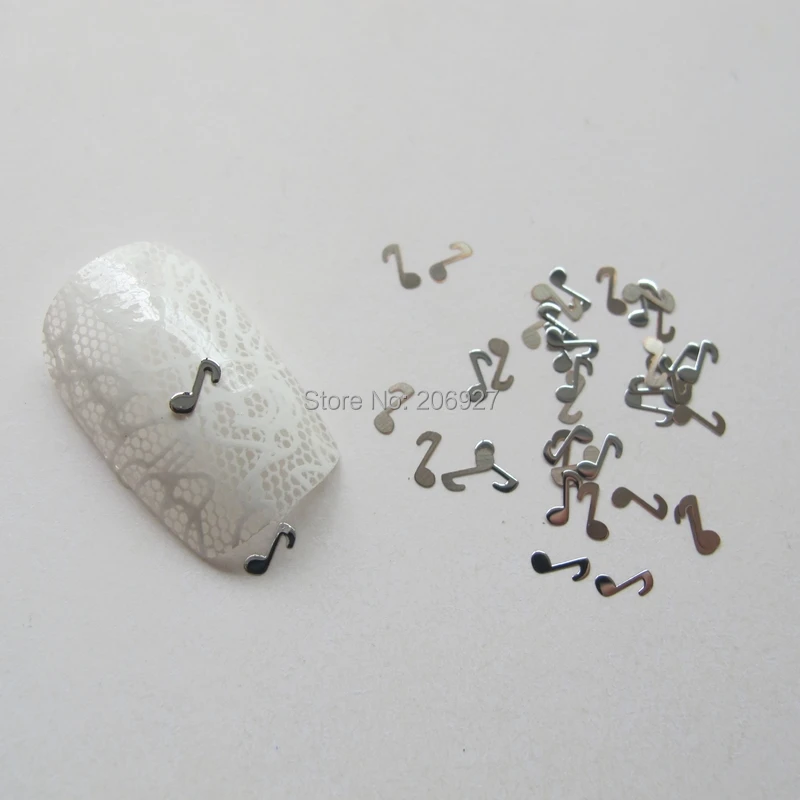MS143-1 100 шт. серебряные милые наклейки с музыкой металлические для дизайна ногтей