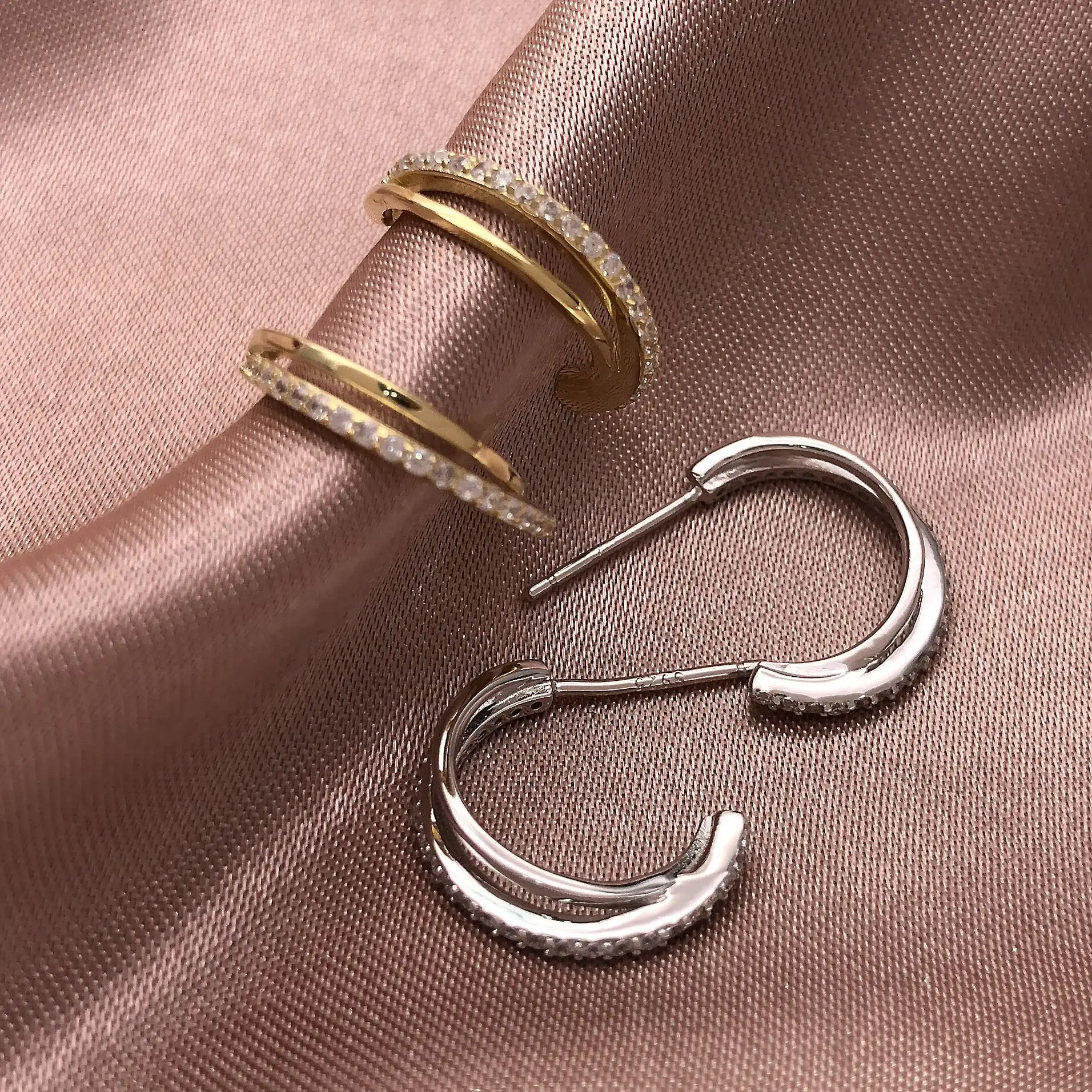 Женские серьги полукруглые из серебра 100% пробы|Серьги-гвоздики| |