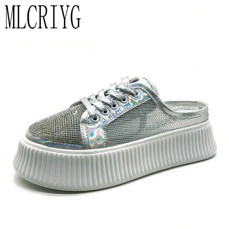 2019 новые летние женские тапочки на платформе супер крутая обувь из сетчатого