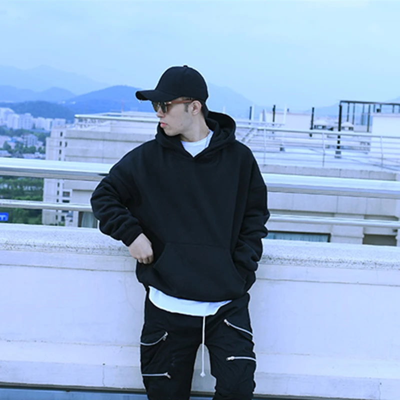 

good quality oversize hip hop hoodies Autumn And Winter fleece WARM mens kanye west hoodie sweatshirt swag solid Olive pullover