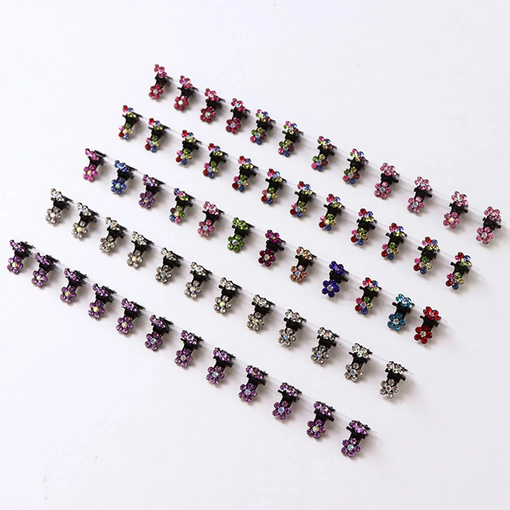 2019 12PCS Girls Small Crystal Flowers Metal Hair Claws Children Rhinestone Hair Clamp Kids Hair Oranment Clips Baby Hairpins