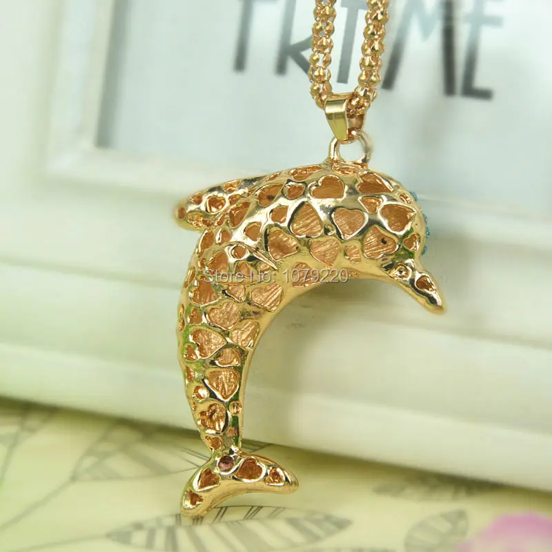 Модные ювелирные изделия хрустальный Дельфин свитер ожерелье для женщин длинное