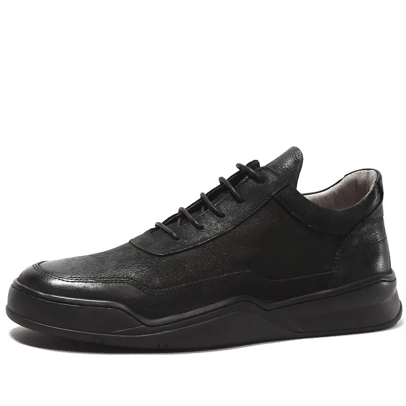 Модные мужские кроссовки из натуральной кожи черного цвета на каждый день