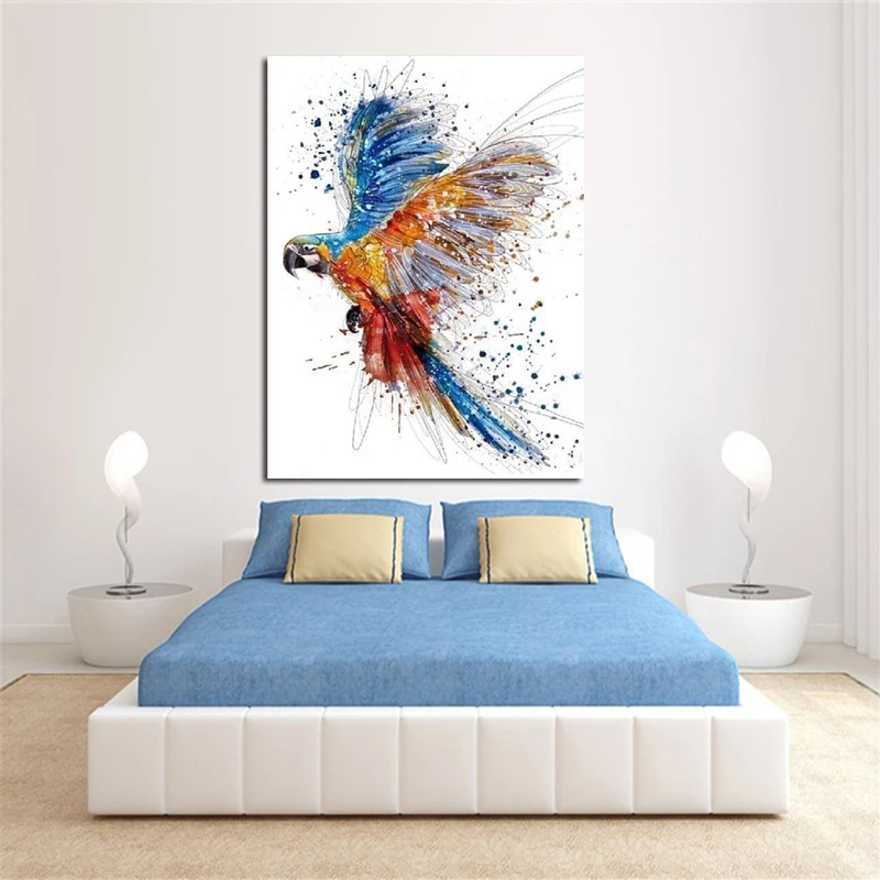 Акварельный Parrot художественный холст Живопись Печать Гостиная Украшение дома