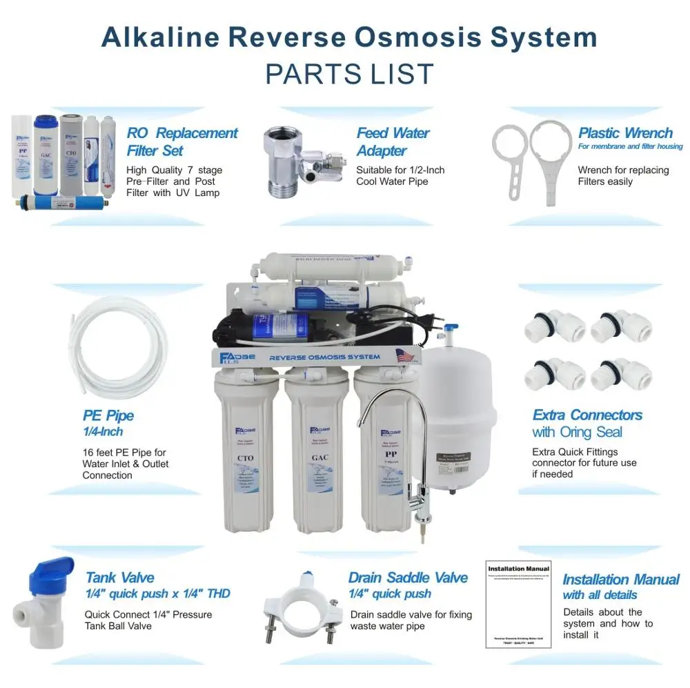 Система фильтров для питьевой воды с щелочным напоминанием 6 ступенчатая Бытовая