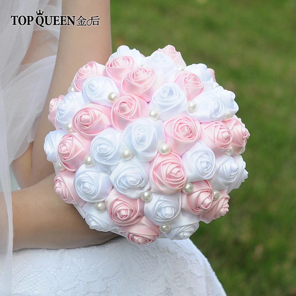 TOPQUEEN F4-PK букет Искусственные розы Розовый Свадебный букет цветок-бутоньерка корсаж лента для свадебных букетов
