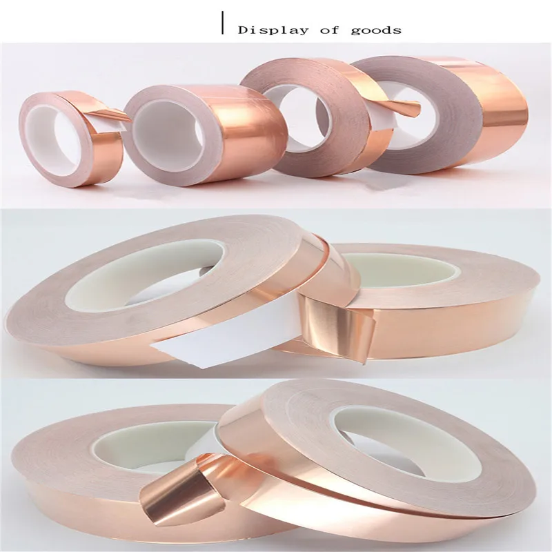 

Best Selling 20m Electrical Tape Single Conductive Copper Foil Tape With 5/6/8/10/12/15mm Width EMI Shielding Heat Resist Tape