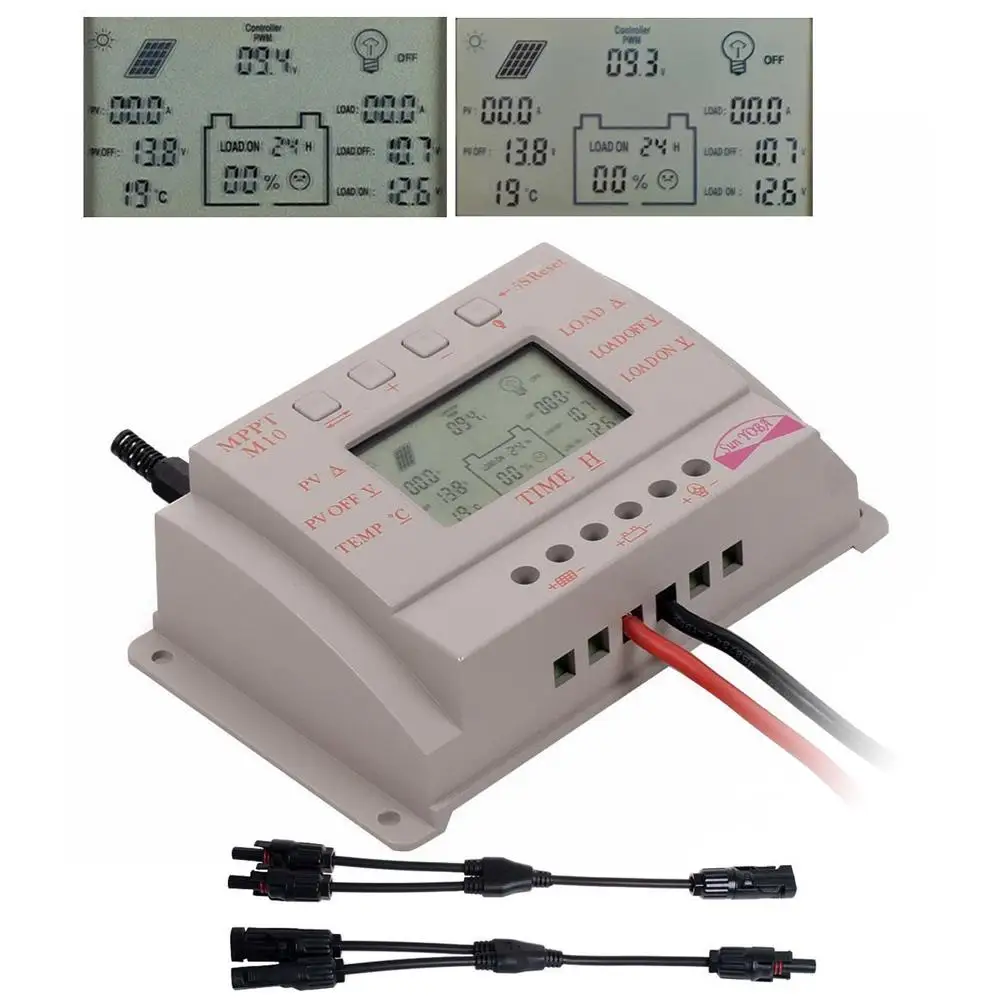 ЖК дисплей 10A PWM Панели солнечные Батарея регулятор Зарядное устройство