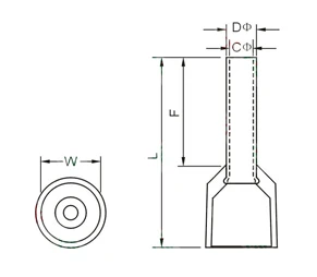 1000 шт. 22AWG 0.5мм2 Концевые муфты для изолированных проводов двухпроводный шнур