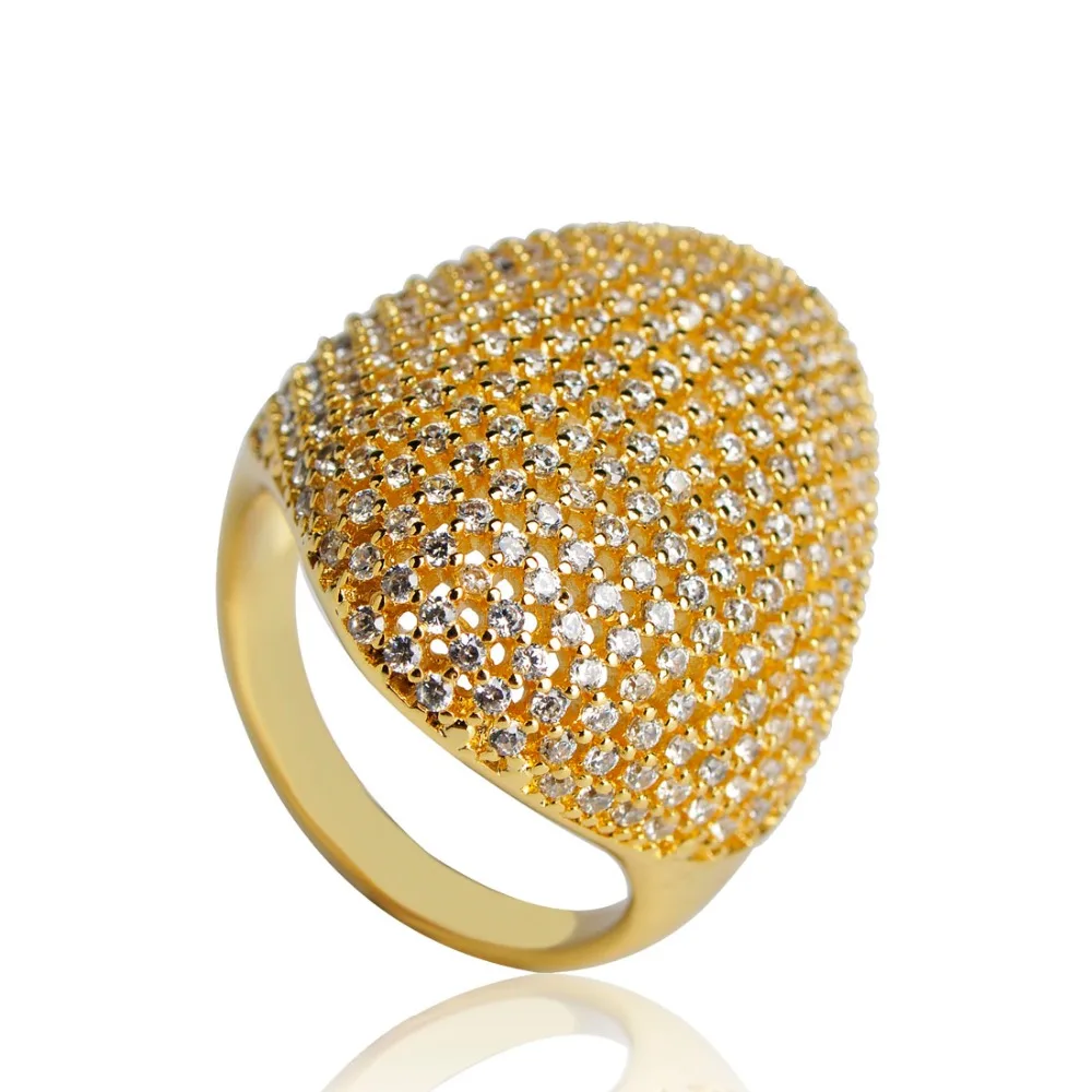 Blucome Преувеличены Круглый Циркон Кольца Для Женщин Мужчина Готический Золото