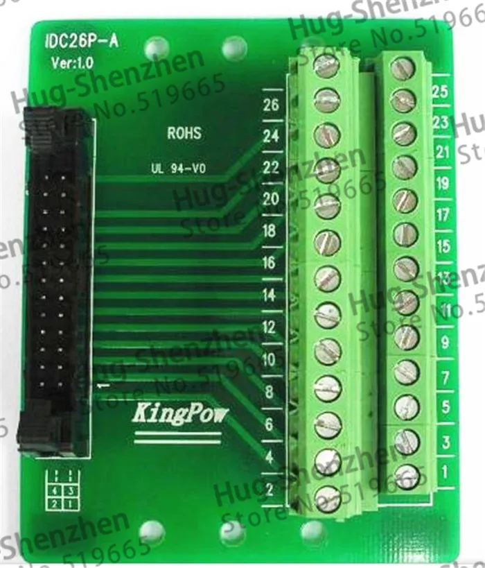 

IDC26P IDC 26 Pin Male Connector to 26P Terminal Block Breakout Board Adapter PLC Relay Terminals DIN Rail Mounting