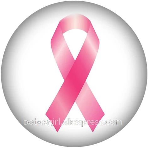 cancer ribbon glass snap button DIY jewelry Round photo cabochons flat back DA1134 - Окраска металла: A5502