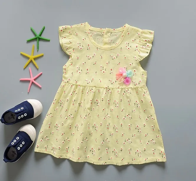 Новый 100% хлопок летнее платье с принтом 0 24month для маленьких девочек dressME018|Платья|